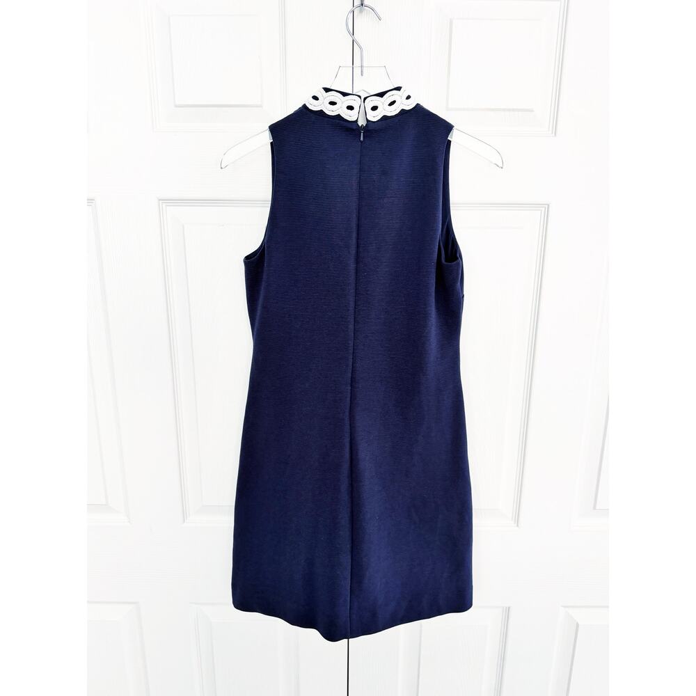 Lilly Pulitzer Callista Navy Blue Ottoman Knit Shift Dress Lace Trim Coastal - Picture 6 of 8